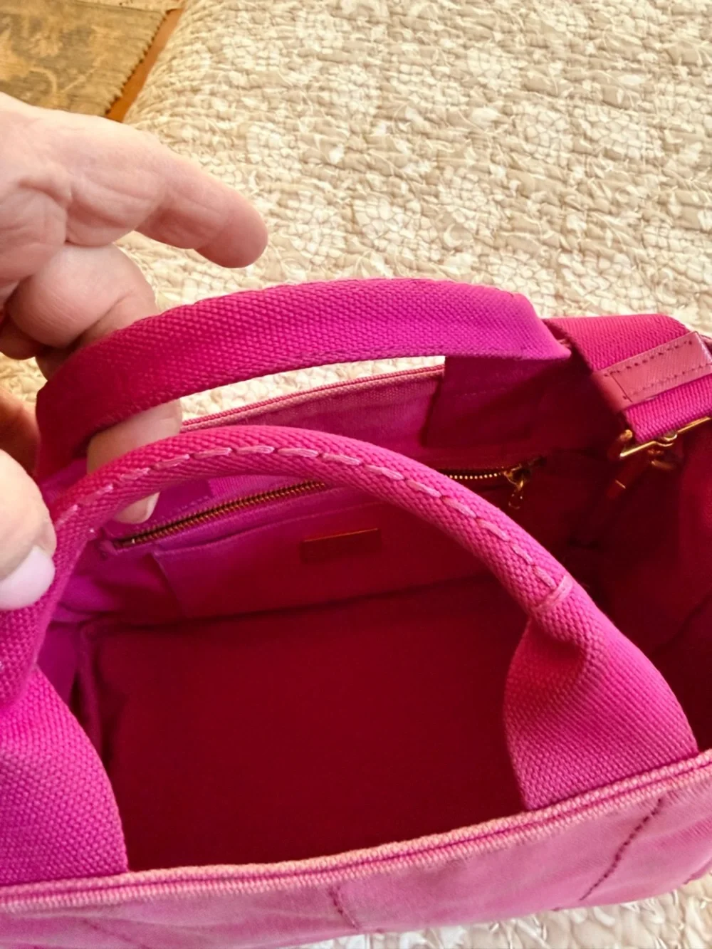 Prada Hot Pink Canvas Crossbody with Gold Hardware - Picture 2 of 10